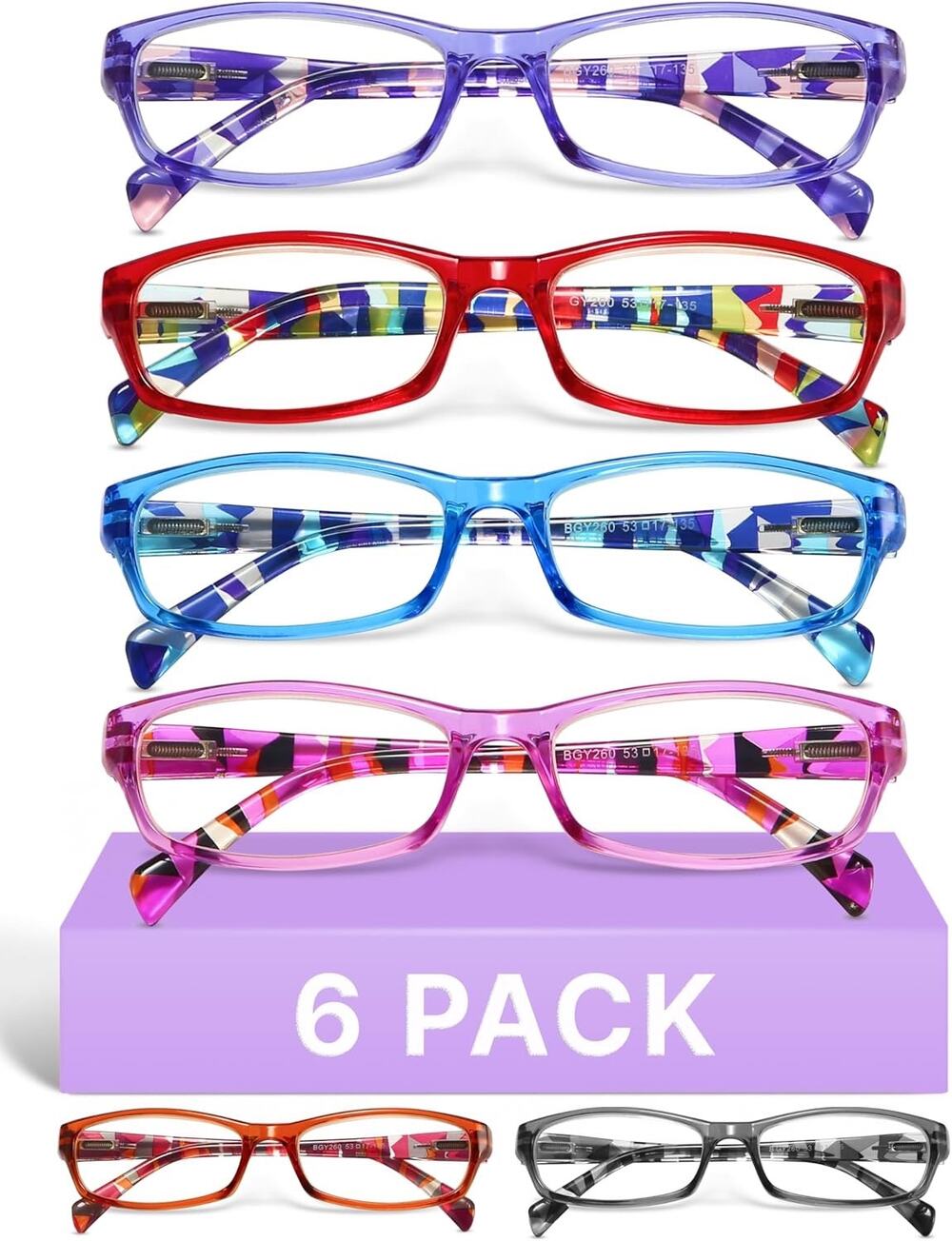 Gaoye 1.75 Reading Glasses For Women, 6 Pack Fashion Readers For Women Spring